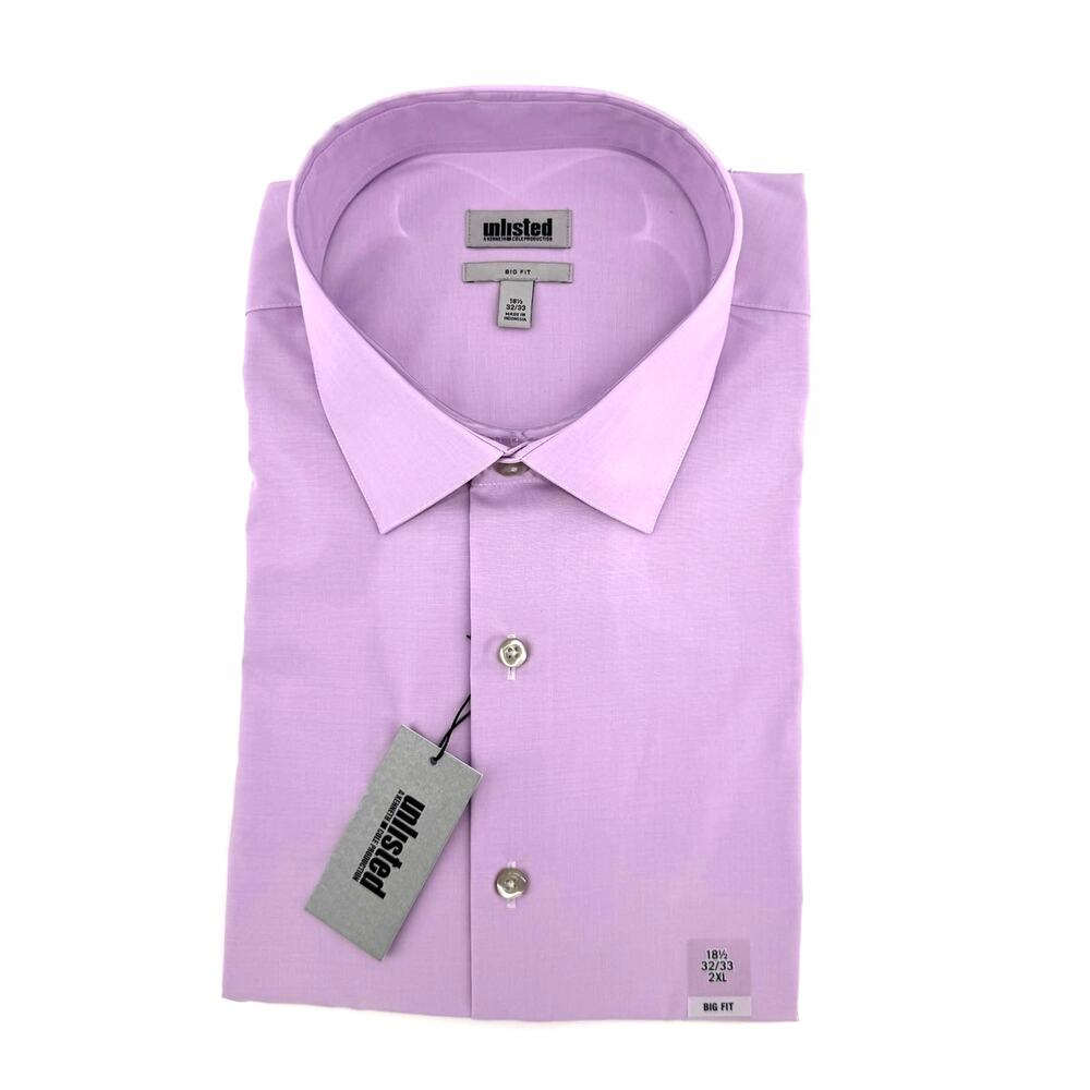 Unlisted by Kenneth Cole Lilac Cotton Blend Button Down Shirt-Mens 4XL 18.5"